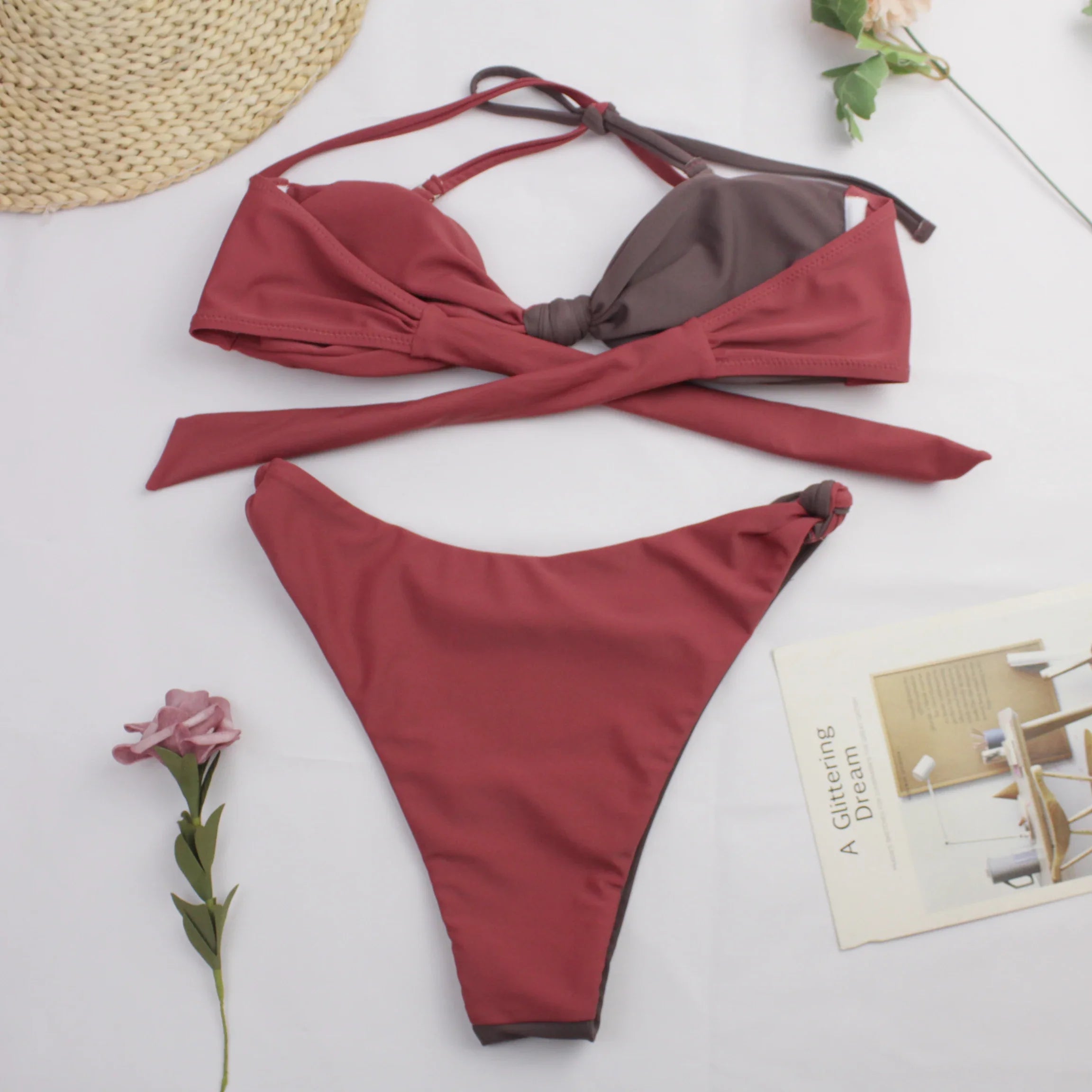 Geelal two piece two color swimsuit