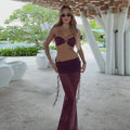 Maroon three piece swimsuit