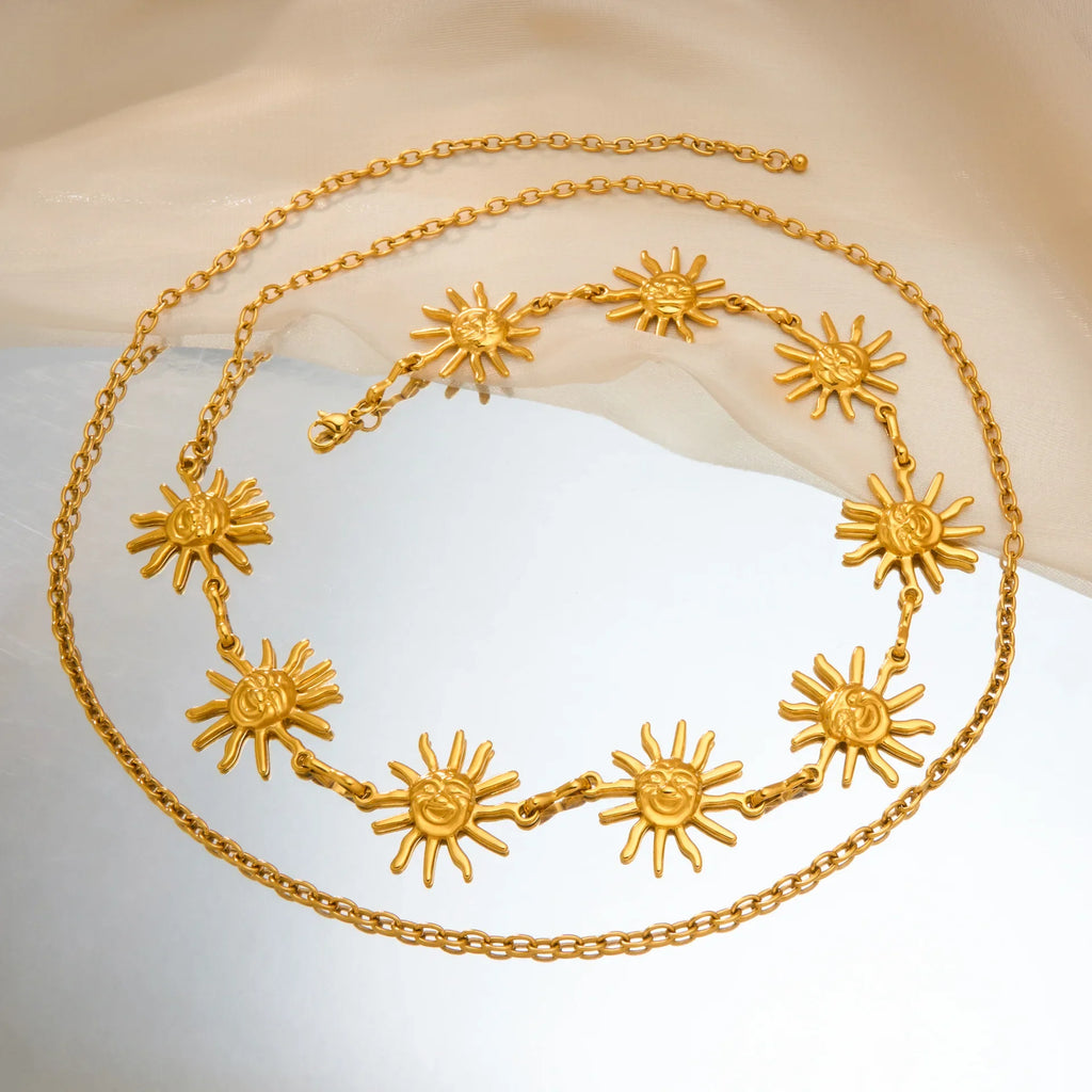 Sun Face Stainless Steel Belly Waist Chain Bikini Jewelry